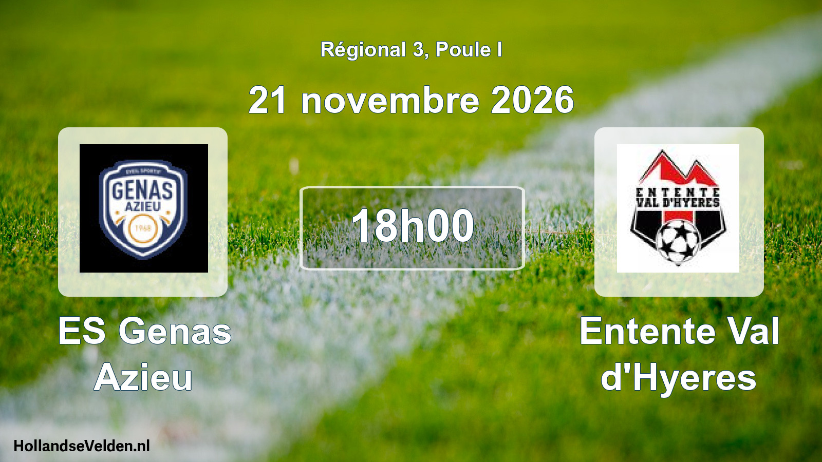 Match programmé: ES Genas Azieu - Entente Val d'Hyeres (21 novembre 2026)