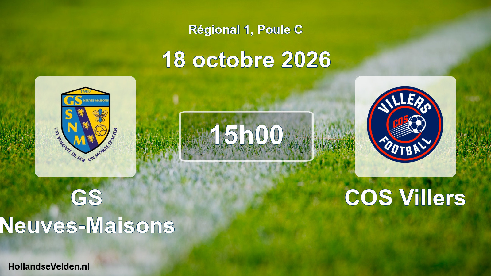 Match programmé: GS Neuves-Maisons - COS Villers (18 octobre 2026)