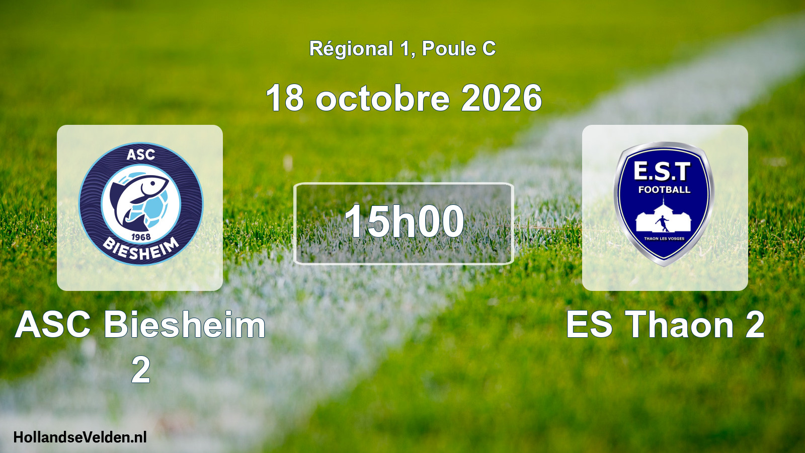 Match programmé: ASC Biesheim 2 - ES Thaon 2 (18 octobre 2026)
