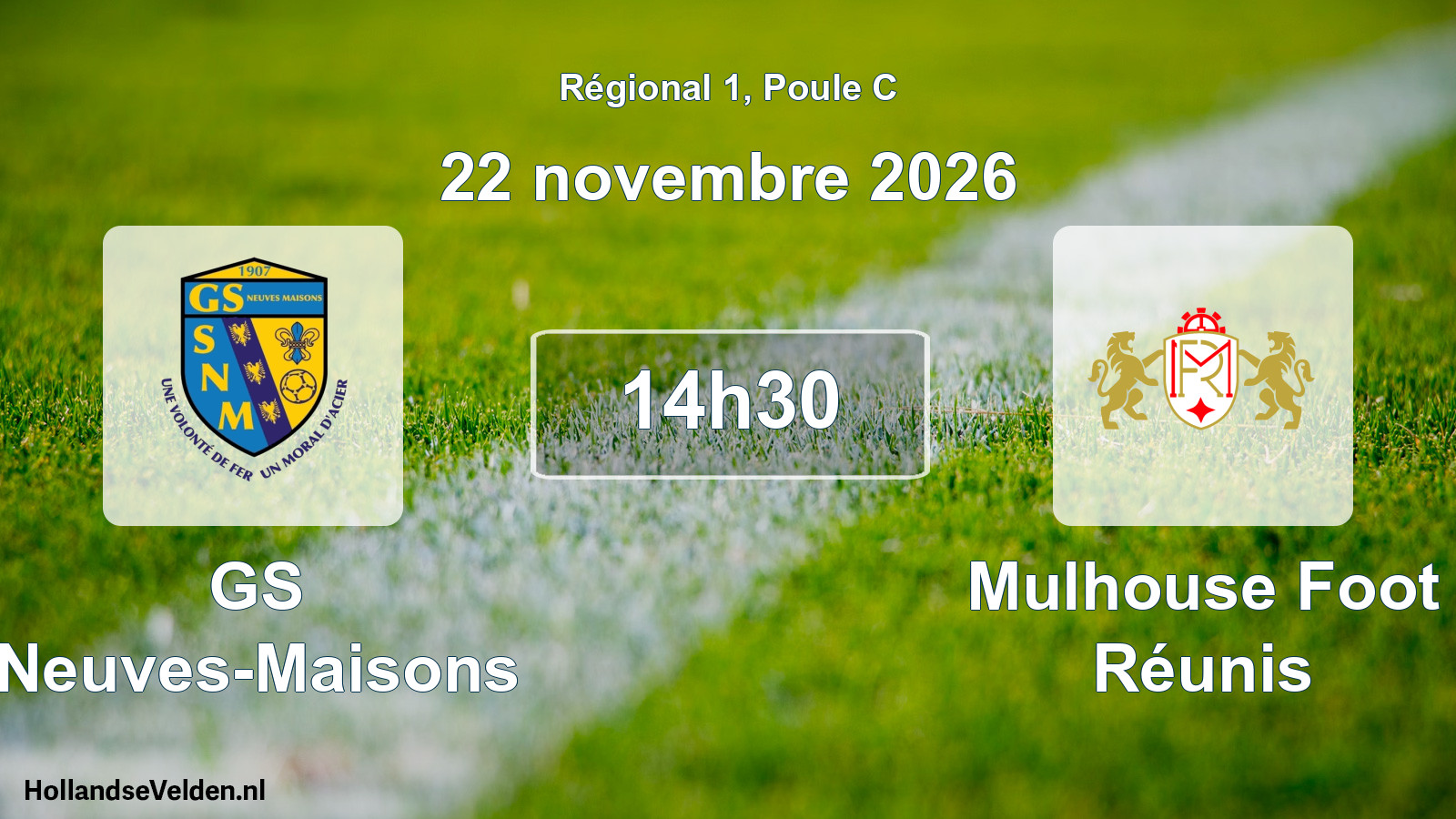 Match programmé: GS Neuves-Maisons - Mulhouse Foot Réunis (22 novembre 2026)
