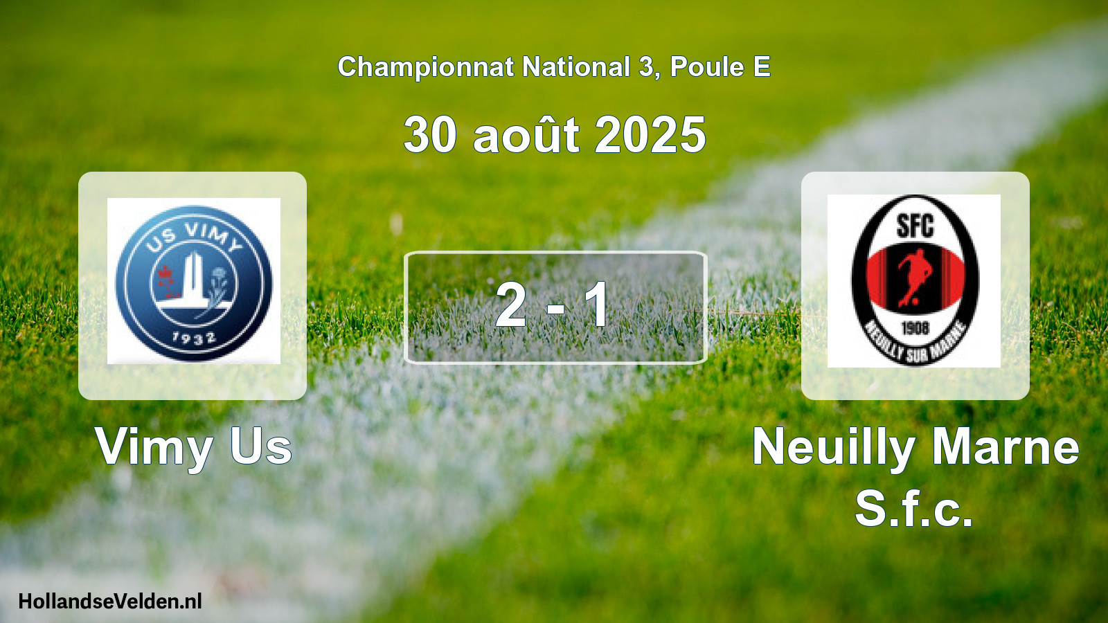 Gespeelde wedstrijd: Vimy Us - Neuilly Marne S.f.c. 2 - 1 (30 augustus 2025)