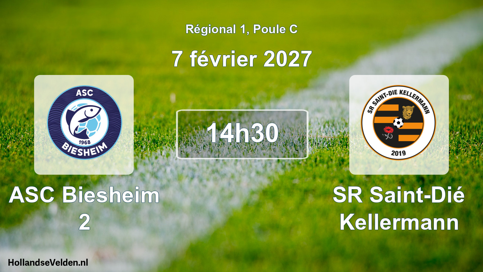Match programmé: ASC Biesheim 2 - SR Saint-Dié Kellermann (7 février 2027)