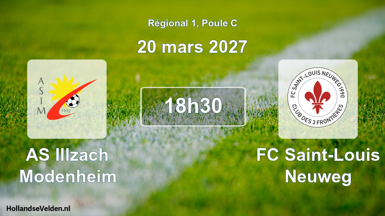 Match programmé: AS Illzach Modenheim - FC Saint-Louis Neuweg (20 mars 2027)