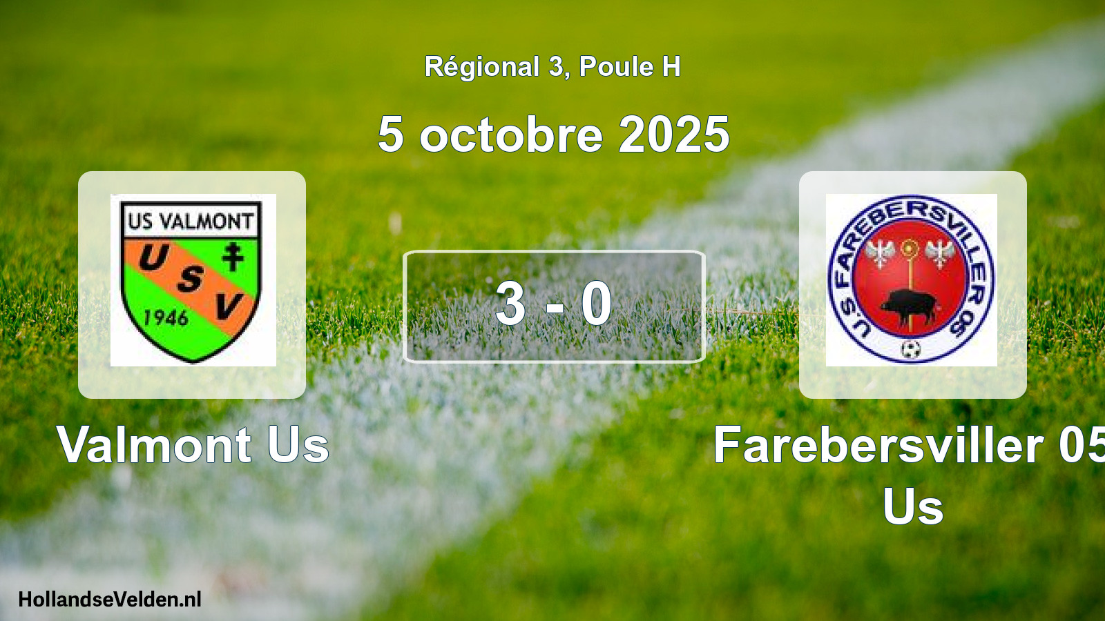 Gespeelde wedstrijd: Valmont Us - Farebersviller 05 Us 3 - 0 (5 octobre 2025)