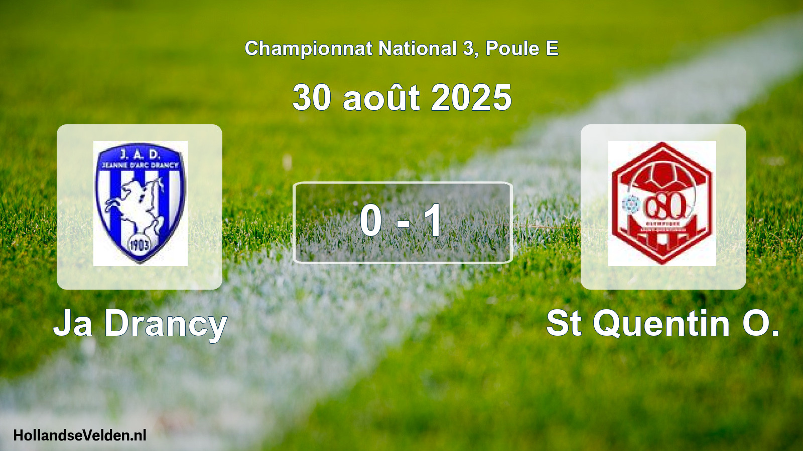 Gespeelde wedstrijd: Ja Drancy - St Quentin O. 0 - 1 (30 août 2025)