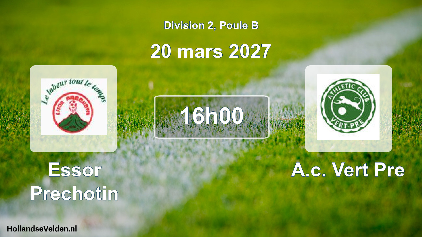 Match programmé: Essor Prechotin - A.c. Vert Pre (20 mars 2027)