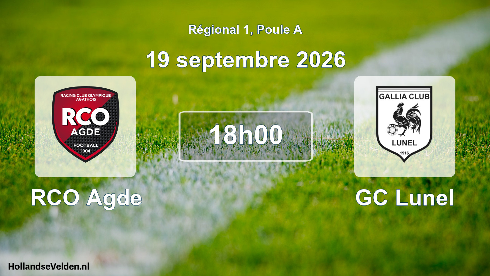 Match programmé: RCO Agde - GC Lunel (19 septembre 2026)