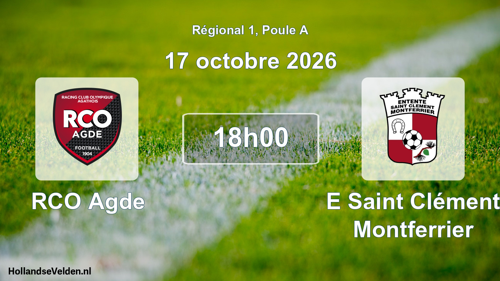 Match programmé: RCO Agde - E Saint Clément Montferrier (17 octobre 2026)