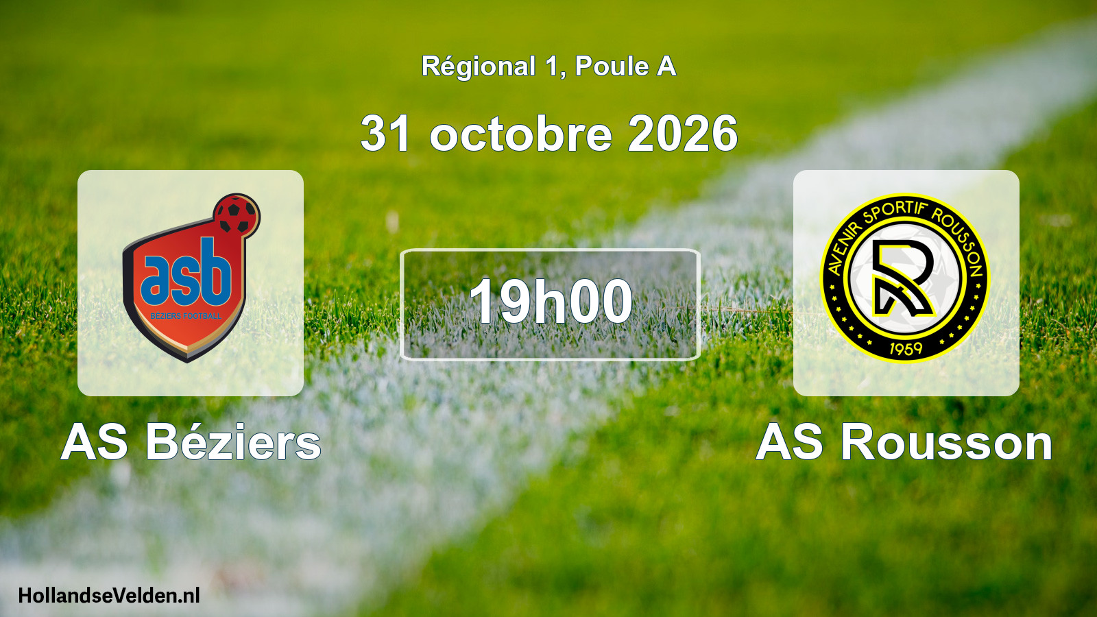 Match programmé: AS Béziers - AS Rousson (31 octobre 2026)
