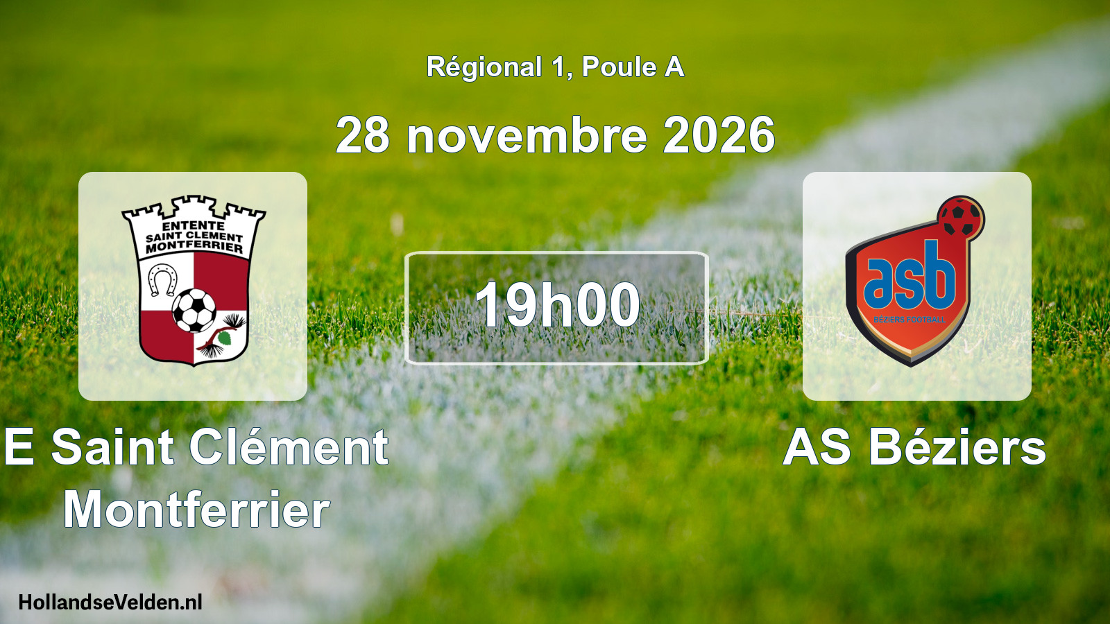 Match programmé: E Saint Clément Montferrier - AS Béziers (28 novembre 2026)