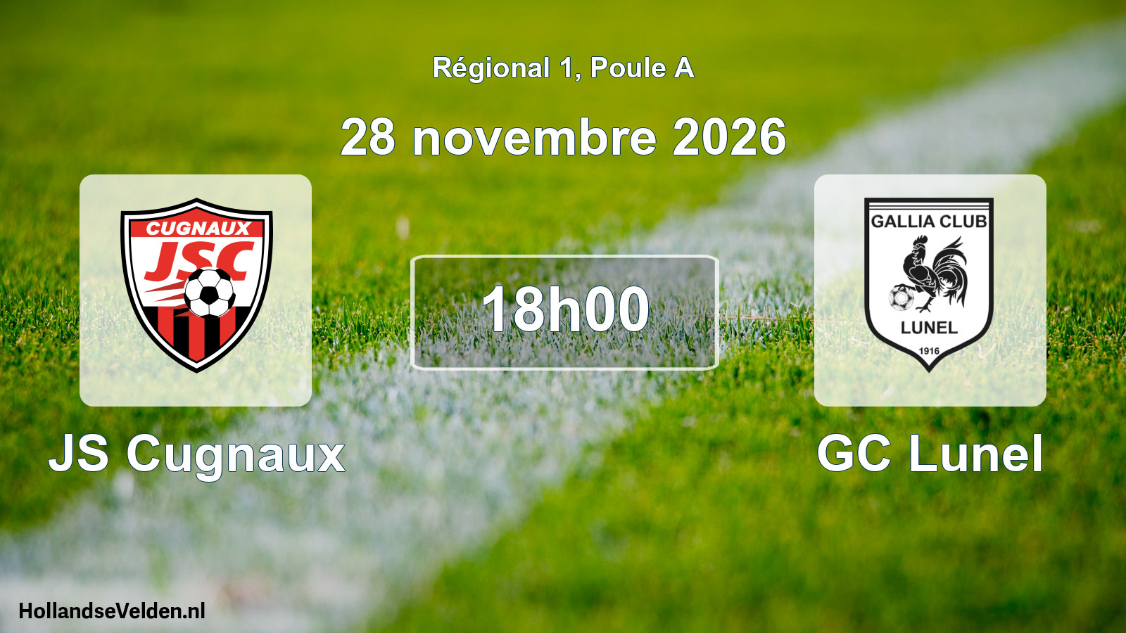 Match programmé: JS Cugnaux - GC Lunel (28 novembre 2026)