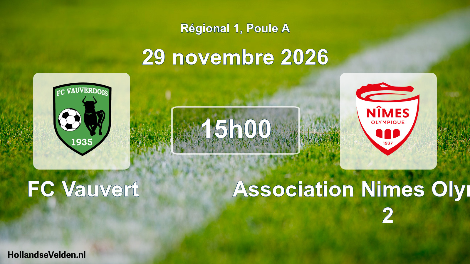 Match programmé: FC Vauvert - Association Nimes Olympique 2 (29 novembre 2026)