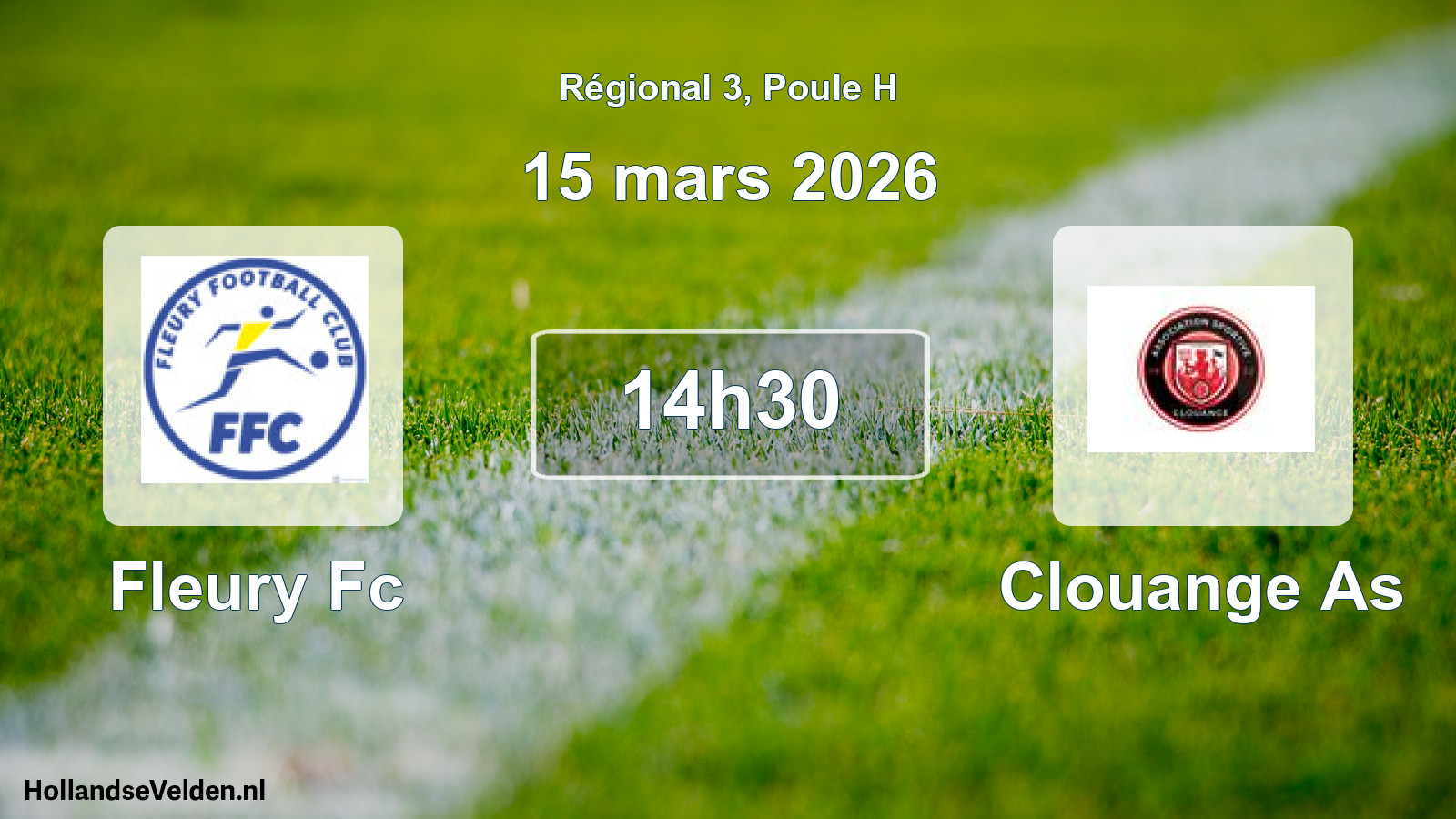 Geplande wedstrijd: Fleury Fc - Clouange As (15 mars 2026)