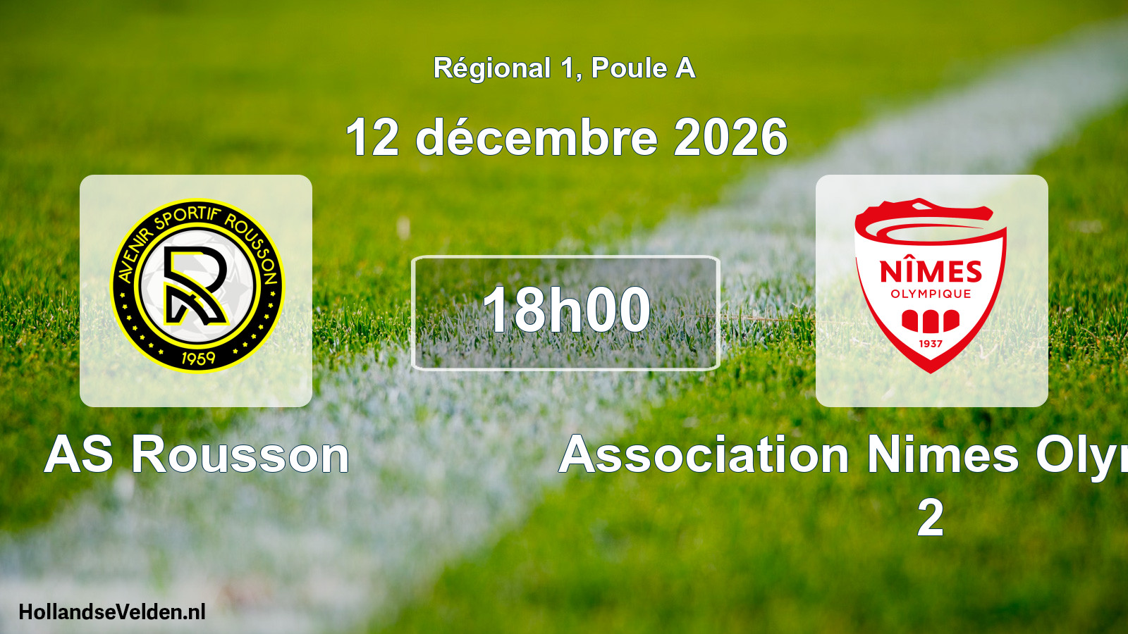 Match programmé: AS Rousson - Association Nimes Olympique 2 (12 décembre 2026)