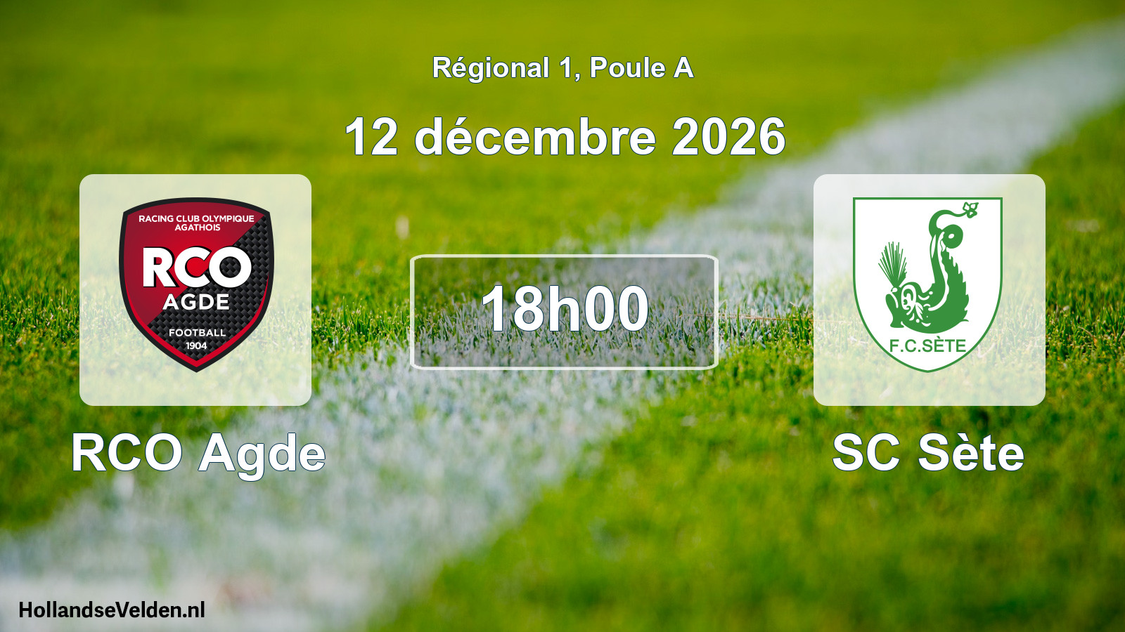 Match programmé: RCO Agde - SC Sète (12 décembre 2026)
