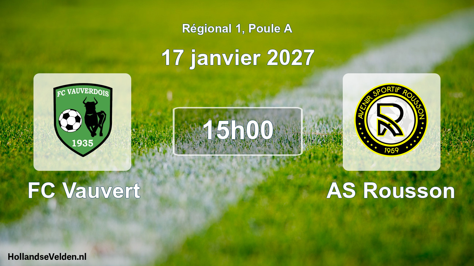 Match programmé: FC Vauvert - AS Rousson (17 janvier 2027)