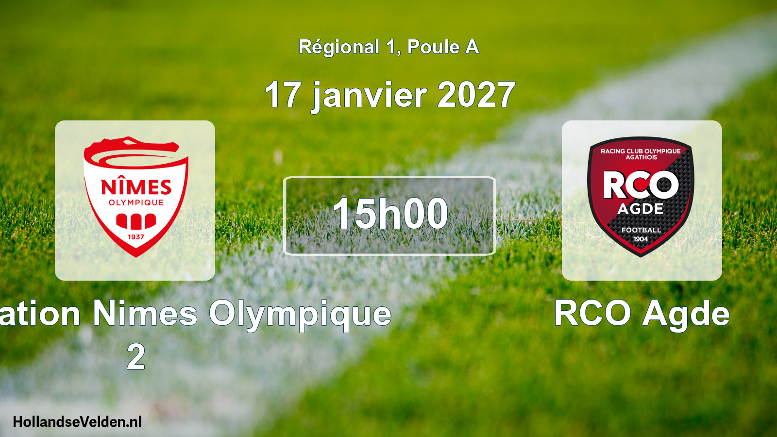 Match programmé: Association Nimes Olympique 2 - RCO Agde (17 janvier 2027)