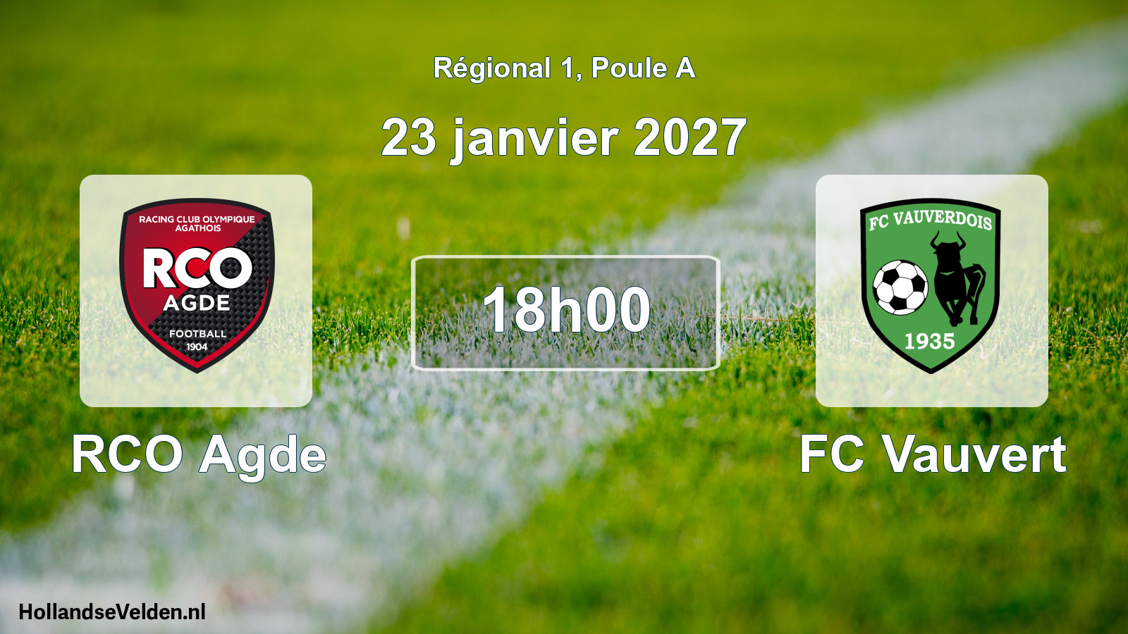 Match programmé: RCO Agde - FC Vauvert (23 janvier 2027)