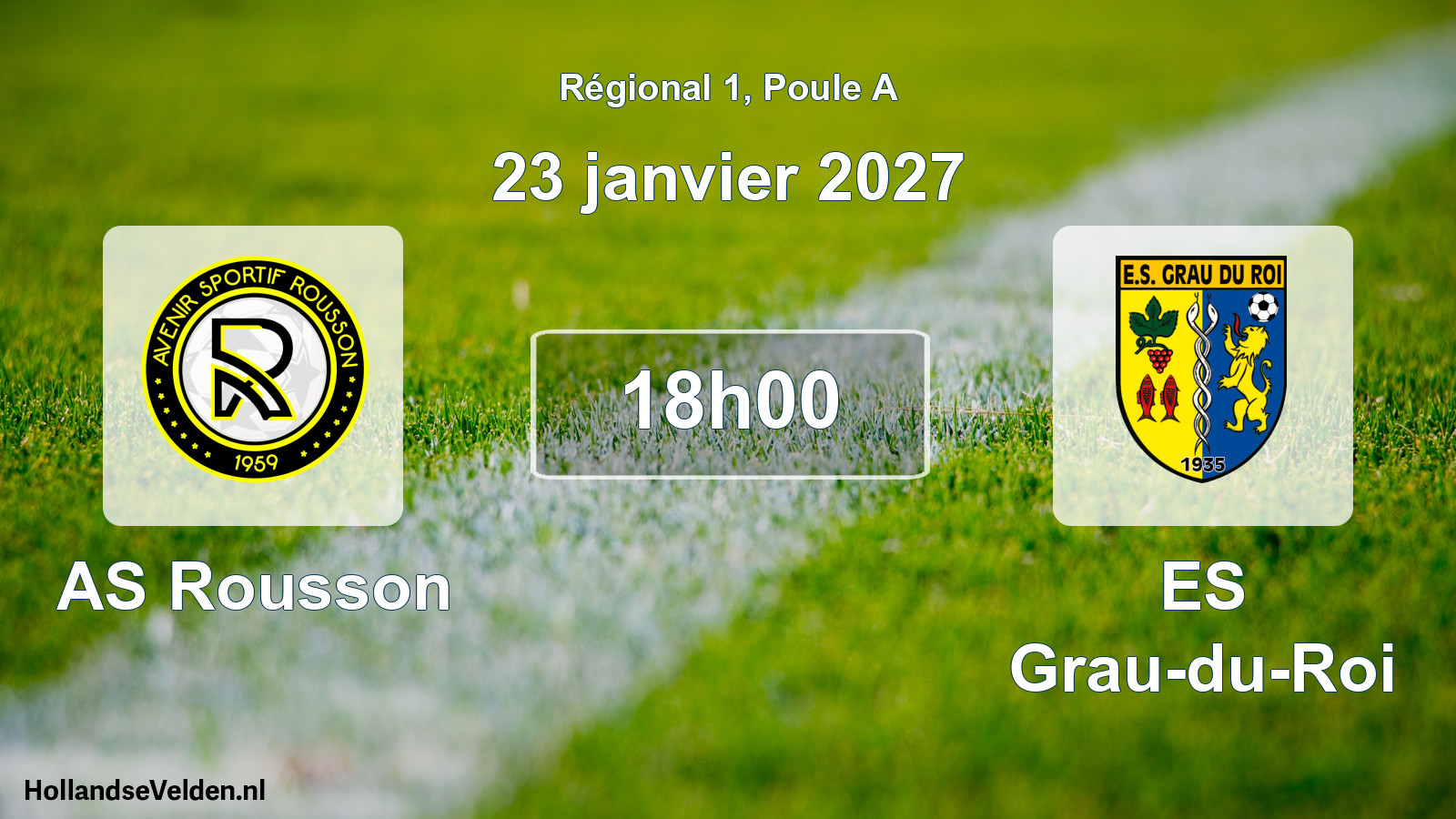 Match programmé: AS Rousson - ES Grau-du-Roi (23 janvier 2027)