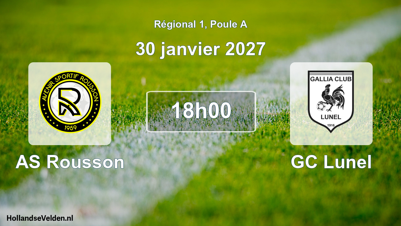 Match programmé: AS Rousson - GC Lunel (30 janvier 2027)