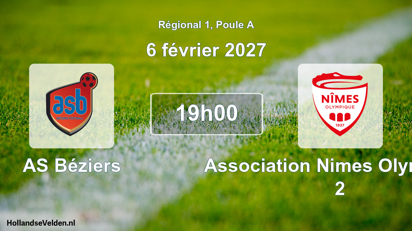 Match programmé: AS Béziers - Association Nimes Olympique 2 (6 février 2027)