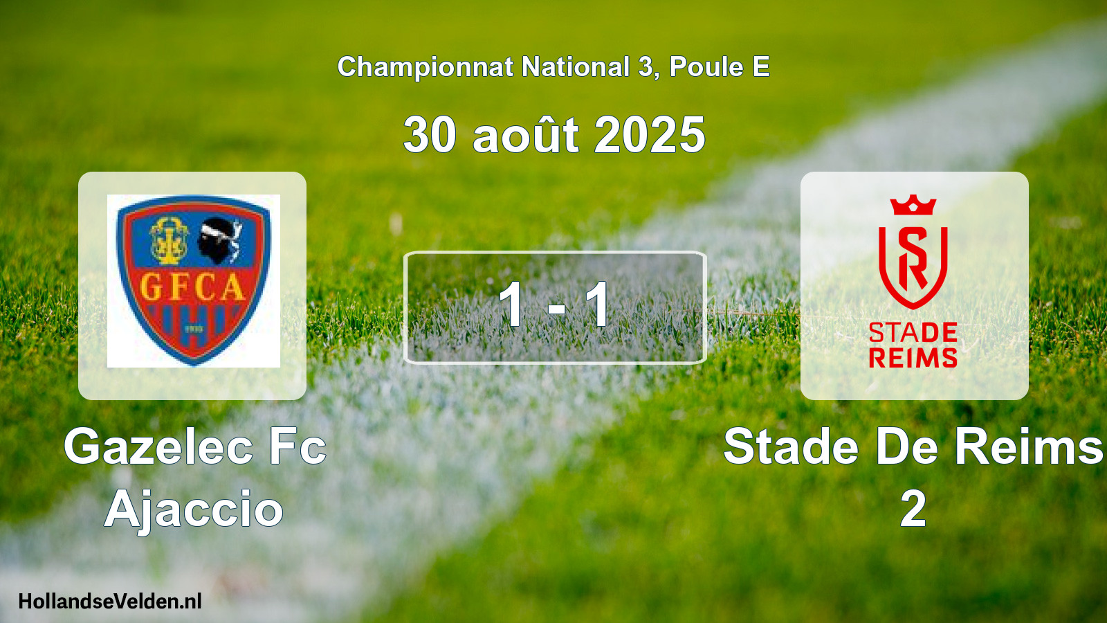 Total number of matches played: Gazelec Fc Ajaccio - Stade De Reims 2 1 - 1 (30 August 2025)