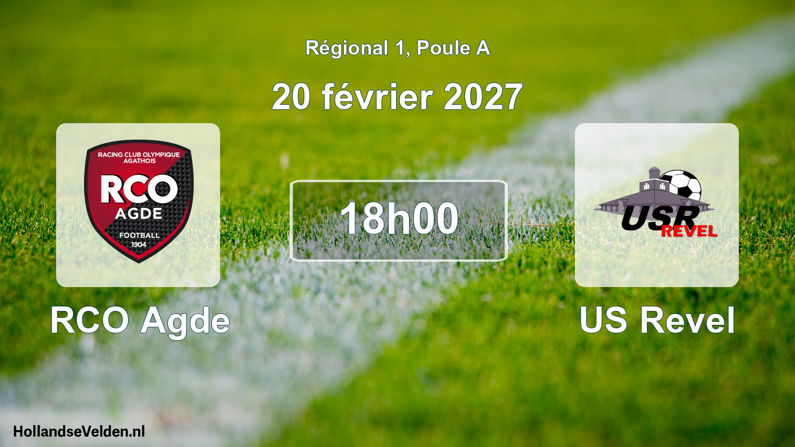 Match programmé: RCO Agde - US Revel (20 février 2027)