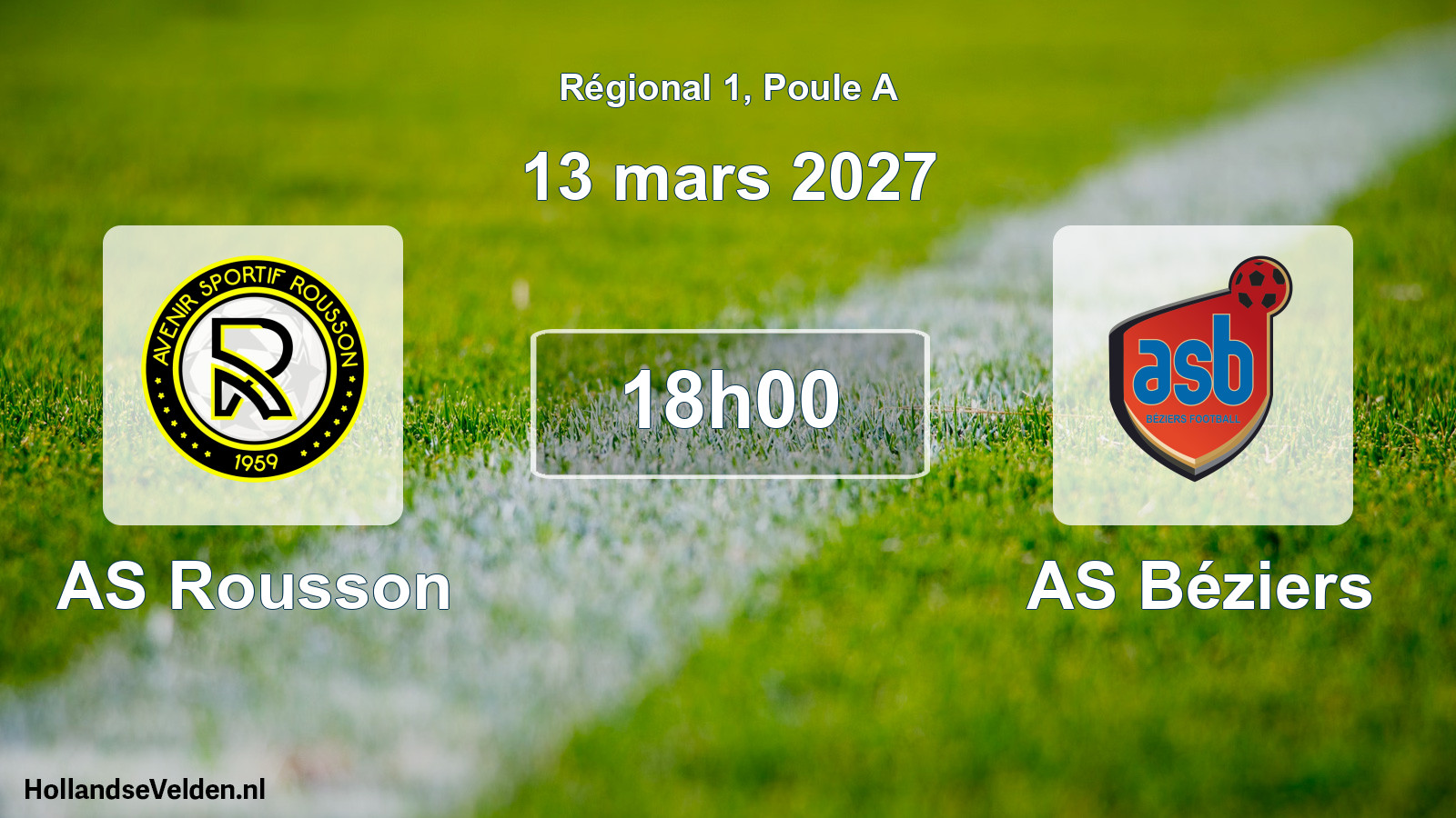 Match programmé: AS Rousson - AS Béziers (13 mars 2027)