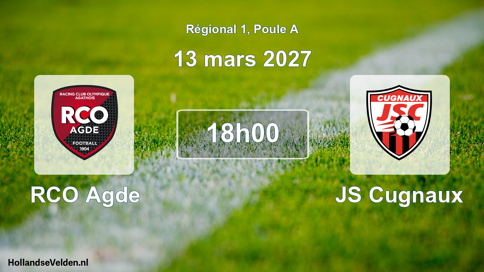 Match programmé: RCO Agde - JS Cugnaux (13 mars 2027)