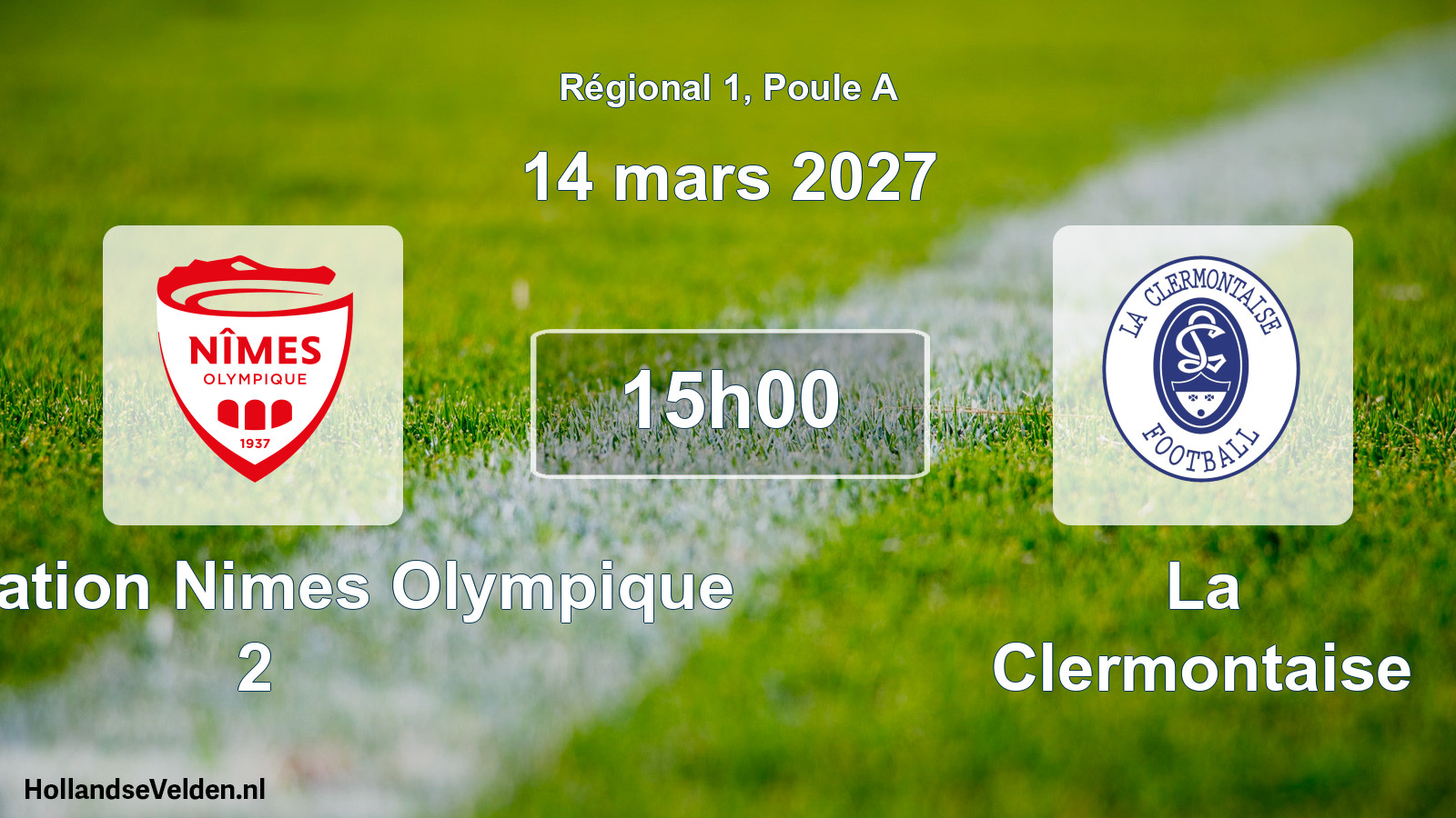 Match programmé: Association Nimes Olympique 2 - La Clermontaise (14 mars 2027)