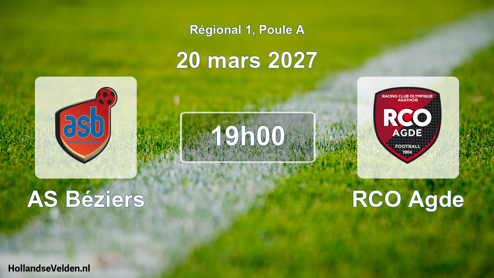 Match programmé: AS Béziers - RCO Agde (20 mars 2027)