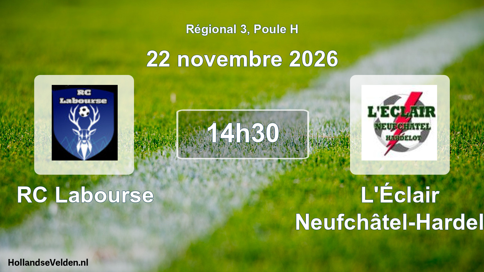 Match programmé: RC Labourse - L'Éclair Neufchâtel-Hardelot (22 novembre 2026)