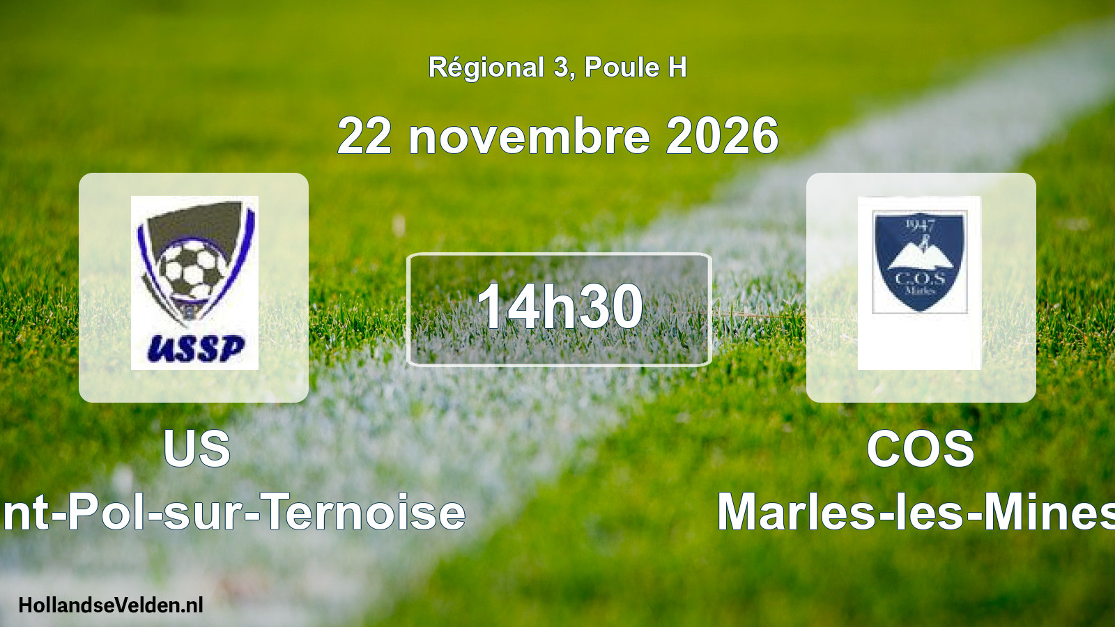 Match programmé: US Saint-Pol-sur-Ternoise - COS Marles-les-Mines (22 novembre 2026)