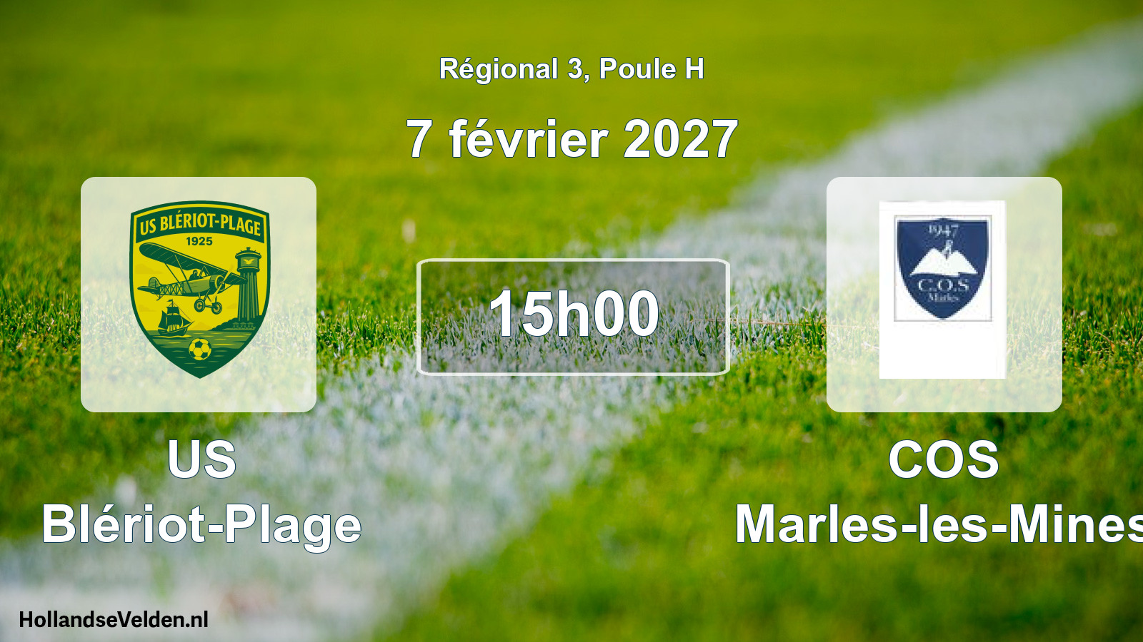 Scheduled Match: US Blériot-Plage - COS Marles-les-Mines (7 February 2027)