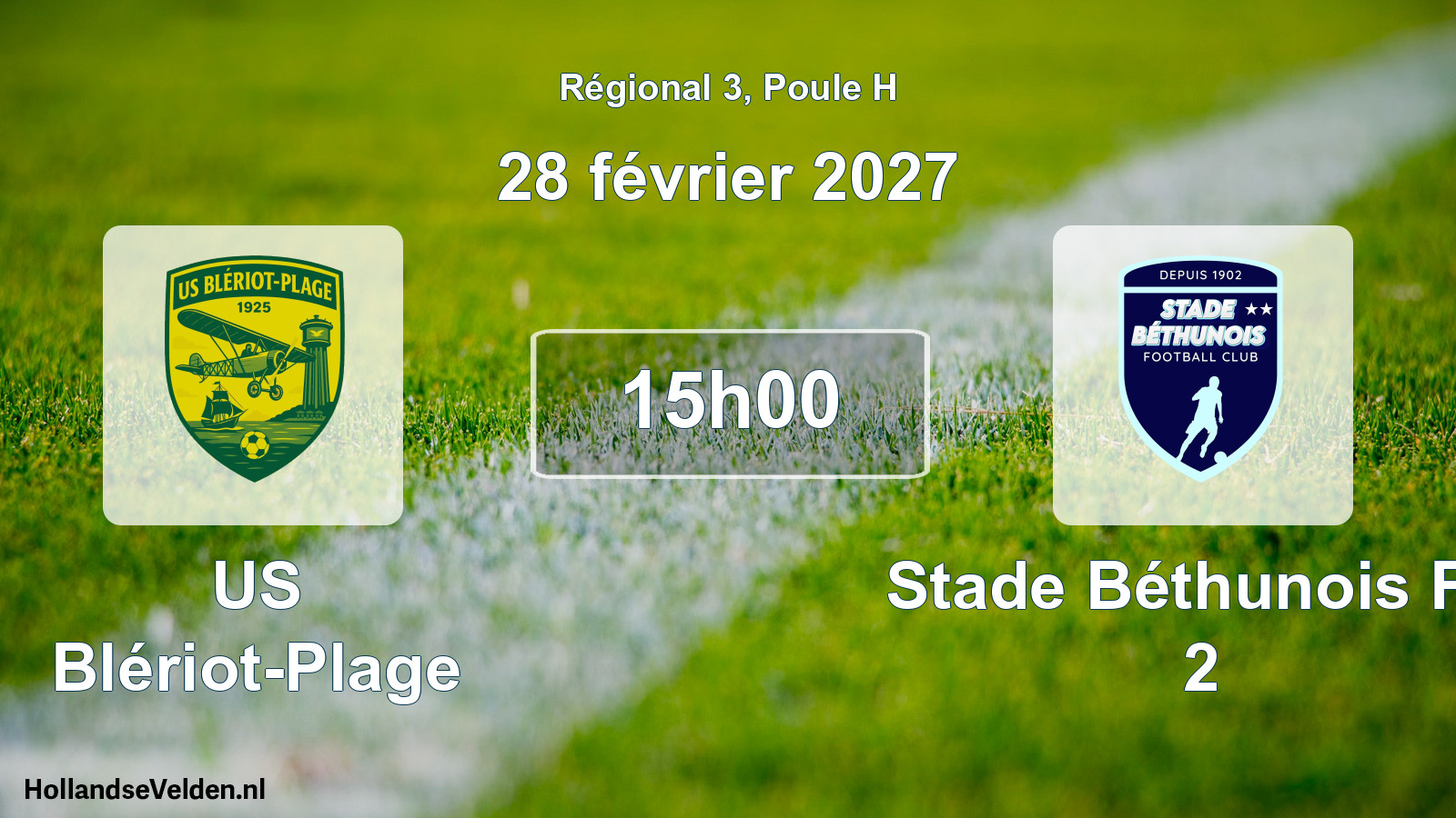 Match programmé: US Blériot-Plage - Stade Béthunois FC 2 (28 février 2027)