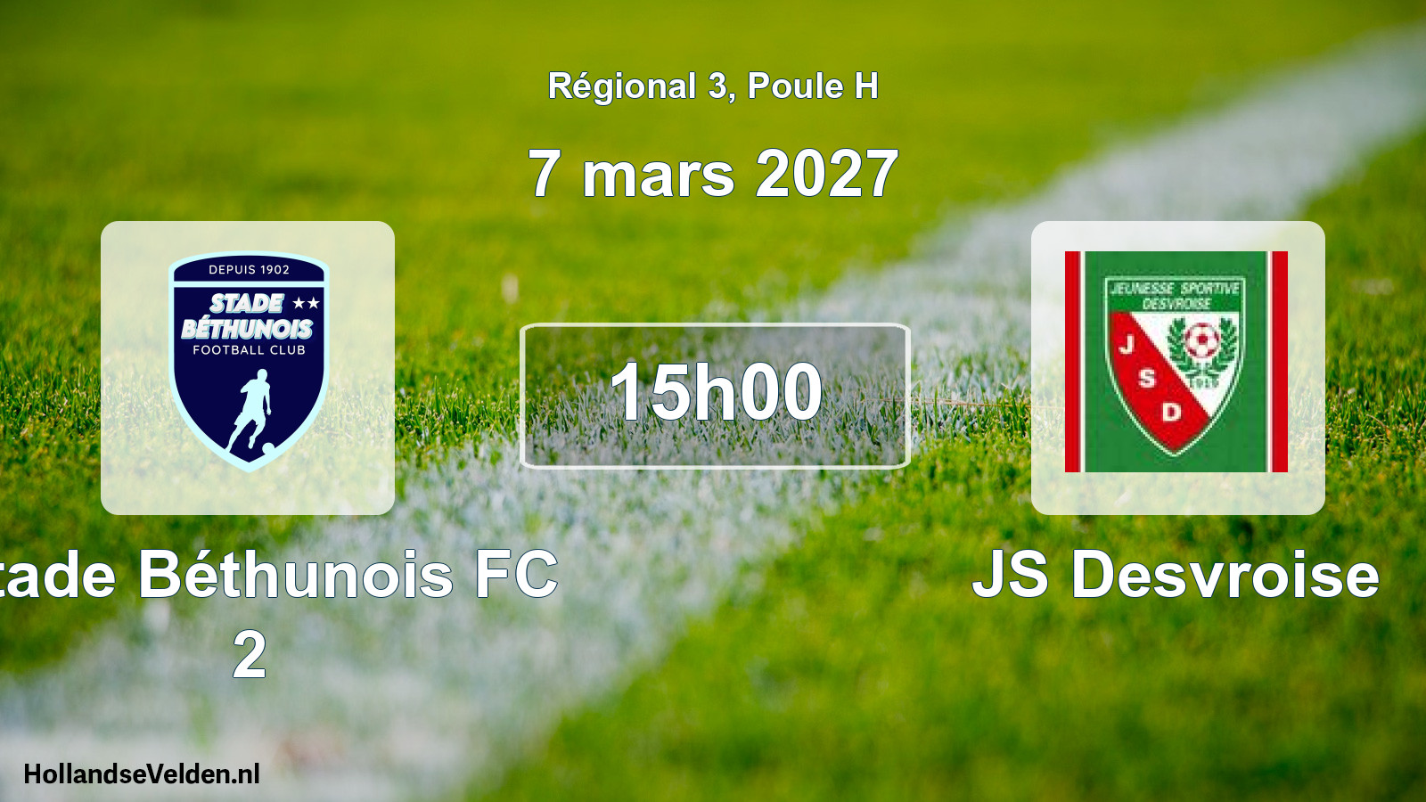 Scheduled Match: Stade Béthunois FC 2 - JS Desvroise (7 March 2027)