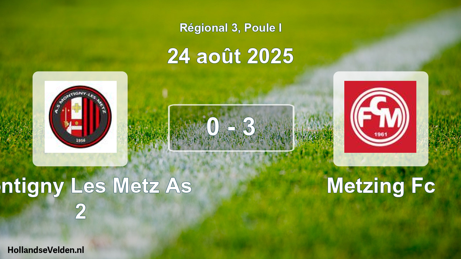 Gespeelde wedstrijd: Montigny Les Metz As 2 - Metzing Fc 0 - 3 (24 augustus 2025)