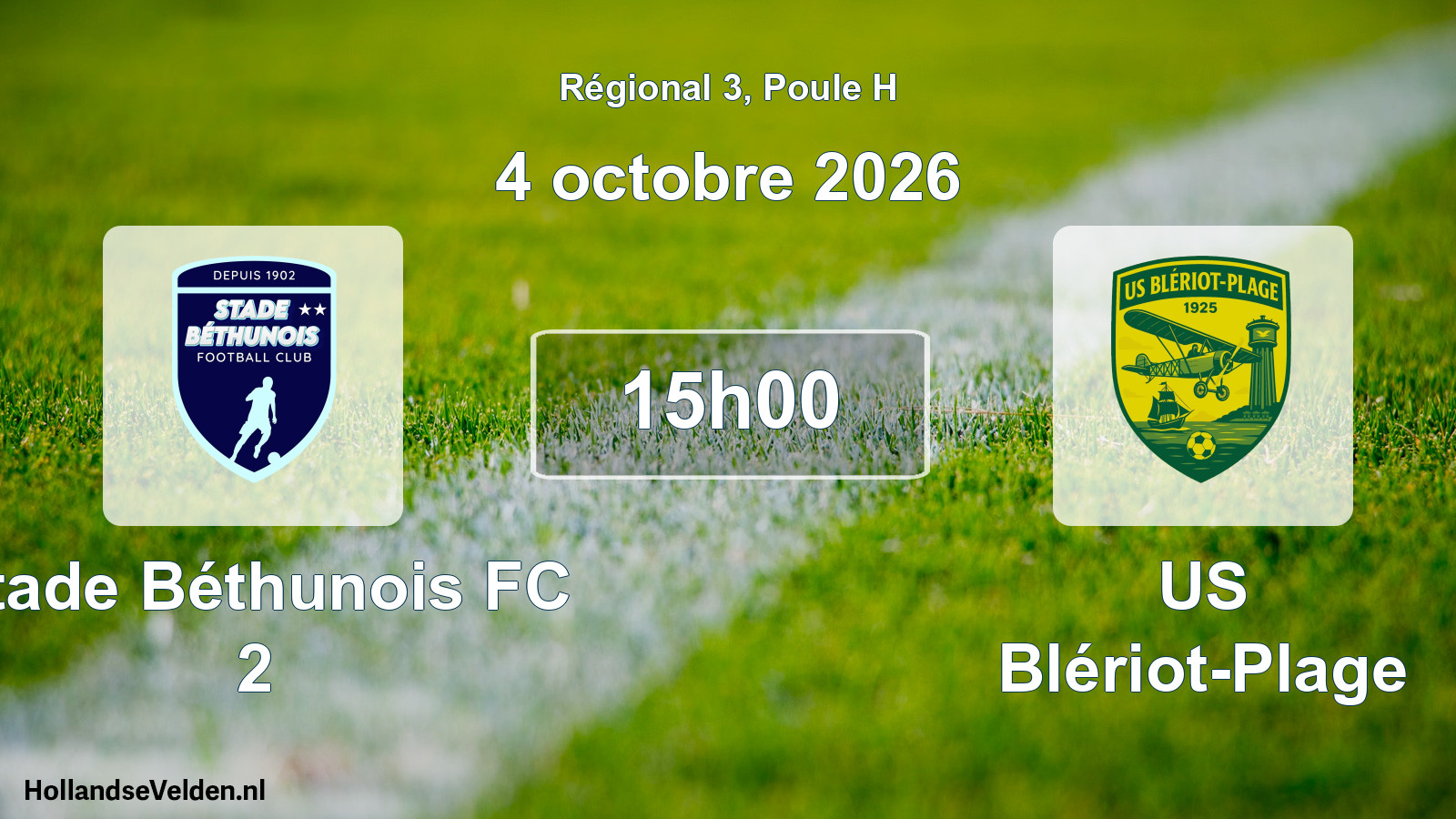 Scheduled Match: Stade Béthunois FC 2 - US Blériot-Plage (4 October 2026)