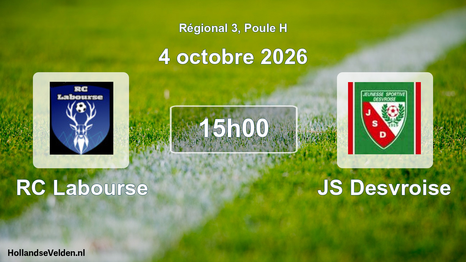 Match programmé: RC Labourse - JS Desvroise (4 octobre 2026)