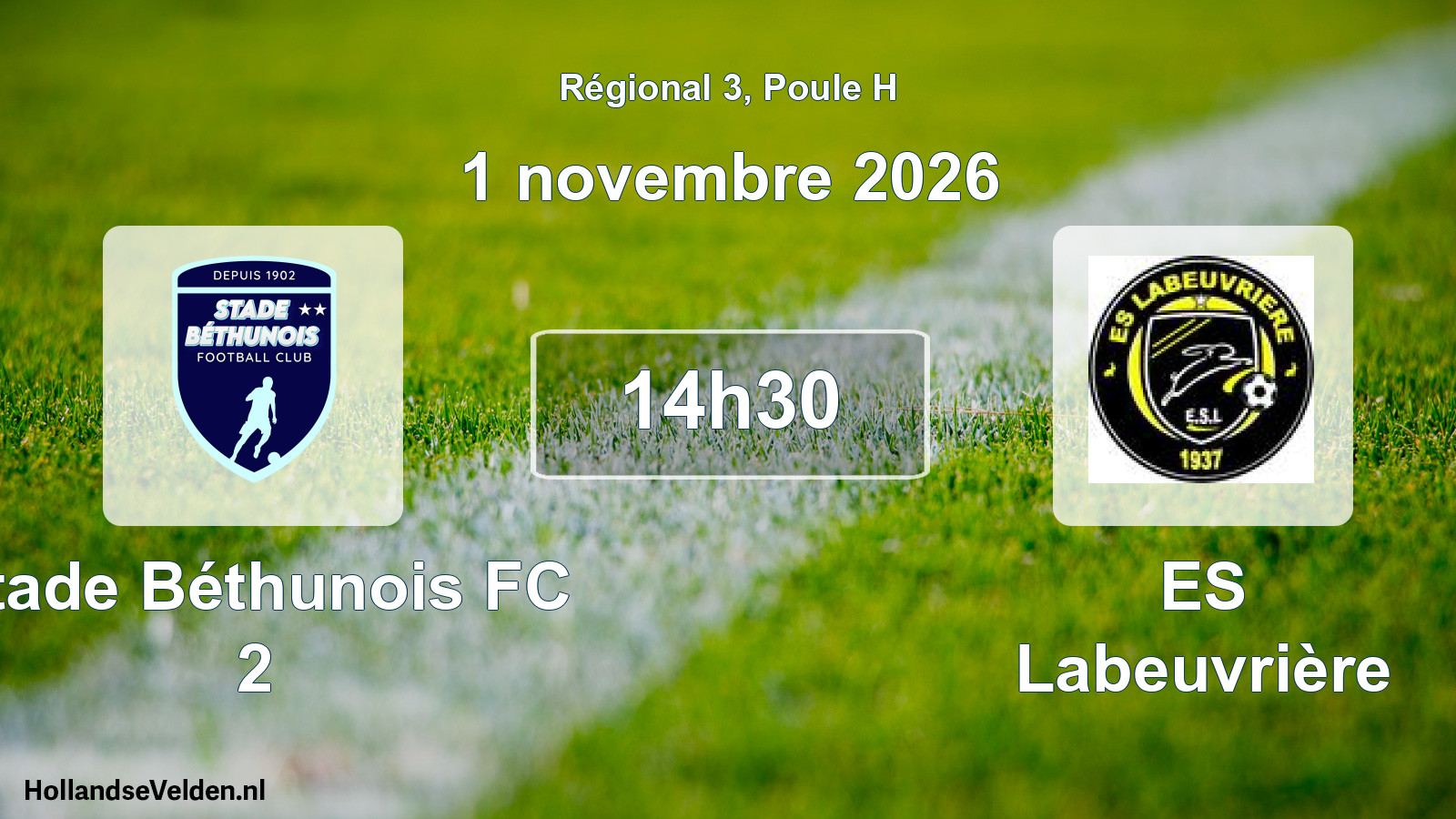 Scheduled Match: Stade Béthunois FC 2 - ES Labeuvrière (1 November 2026)