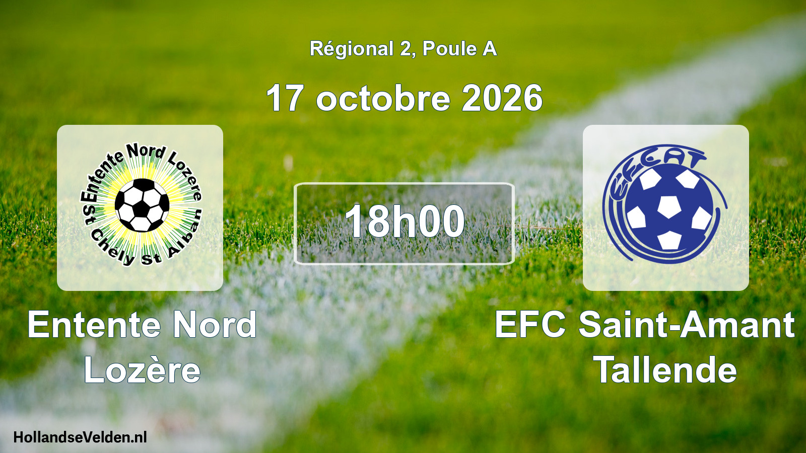 Match programmé: Entente Nord Lozère - EFC Saint-Amant et Tallende (17 octobre 2026)