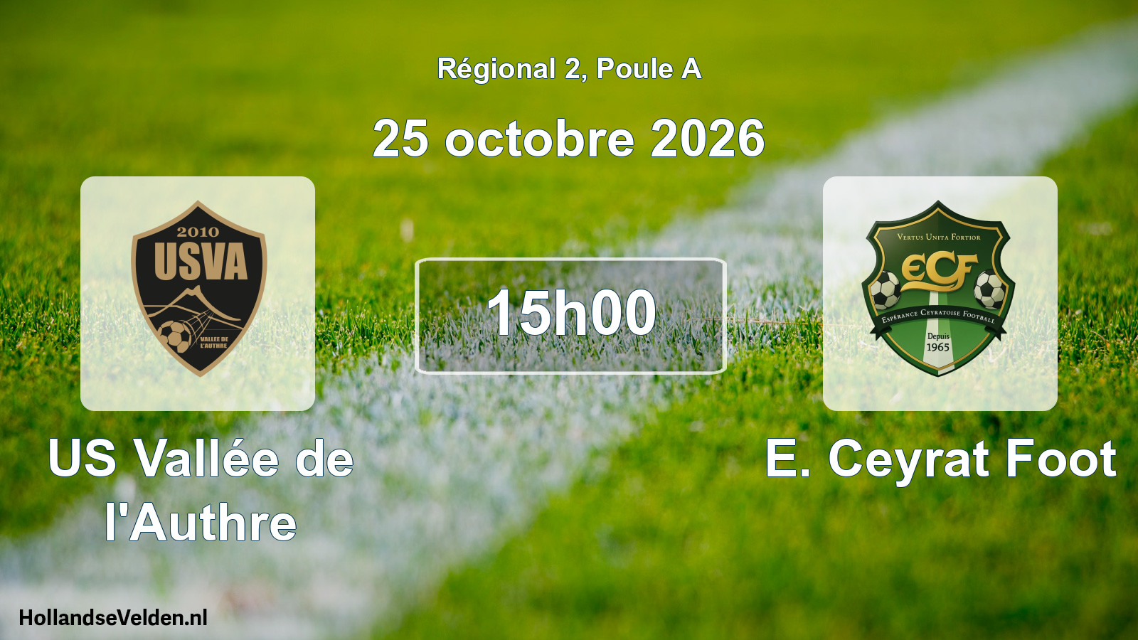 Match programmé: US Vallée de l'Authre - E. Ceyrat Foot (25 octobre 2026)