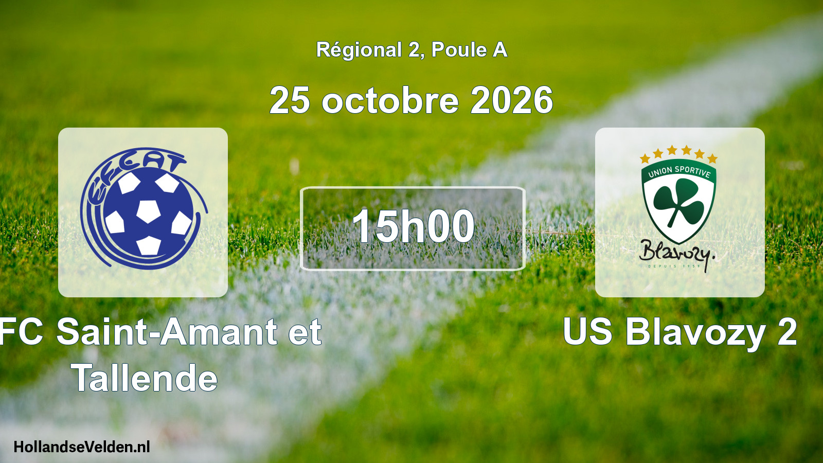 Match programmé: EFC Saint-Amant et Tallende - US Blavozy 2 (25 octobre 2026)