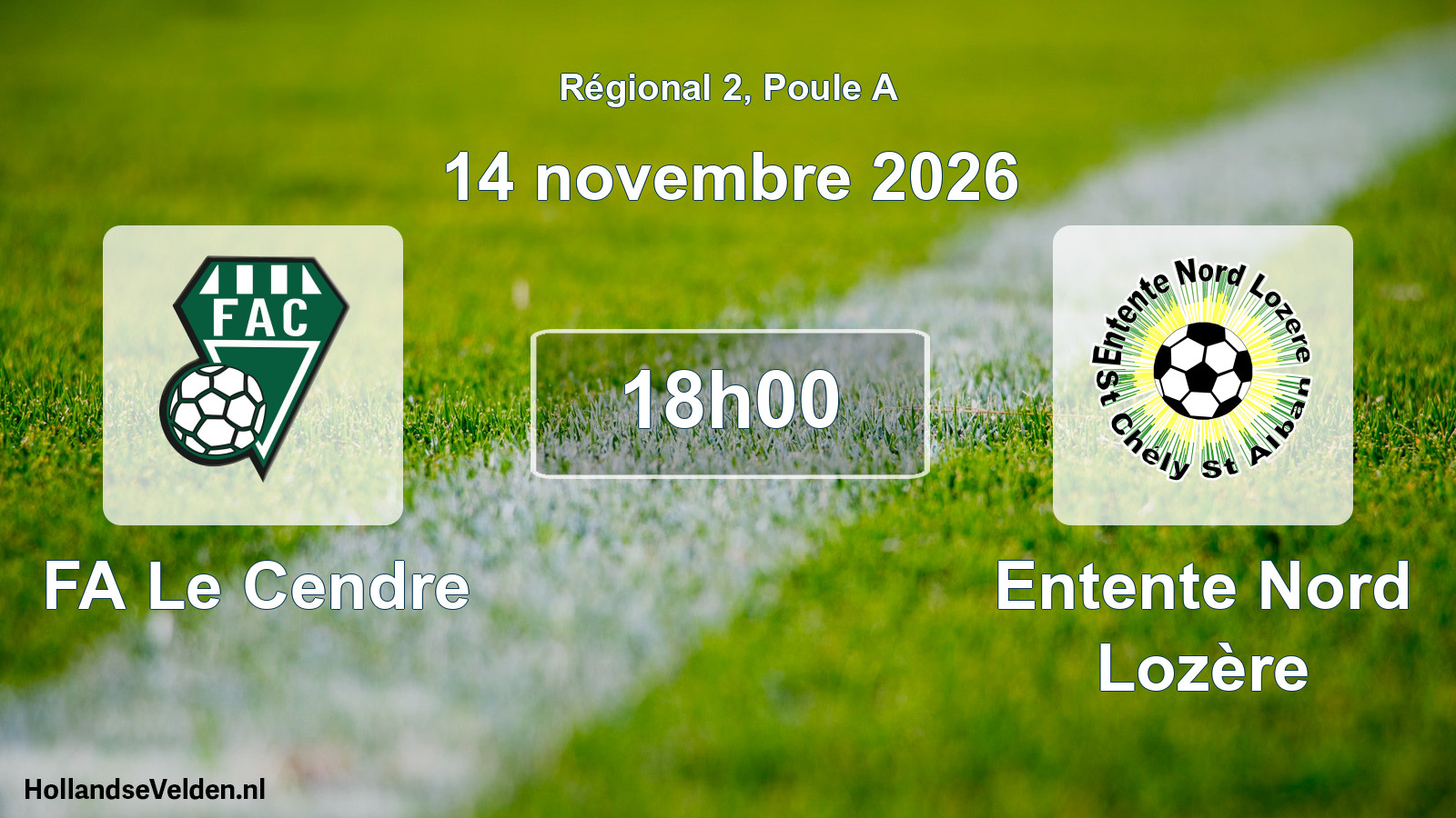 Match programmé: FA Le Cendre - Entente Nord Lozère (14 novembre 2026)