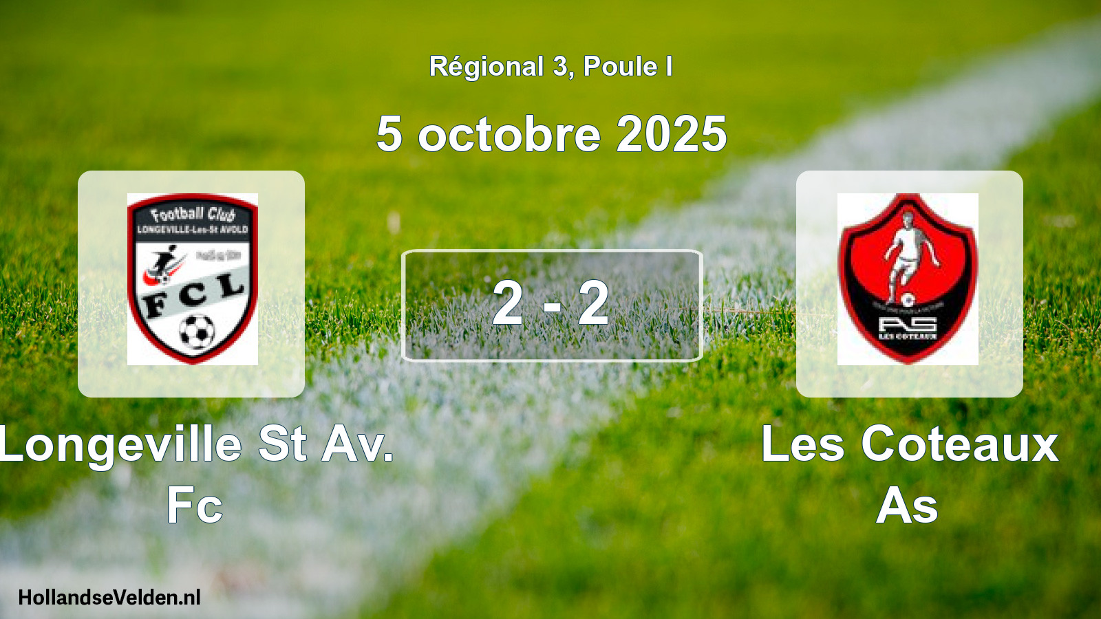 Total number of matches played: Longeville St Av. Fc - Les Coteaux As 2 - 2 (5 October 2025)