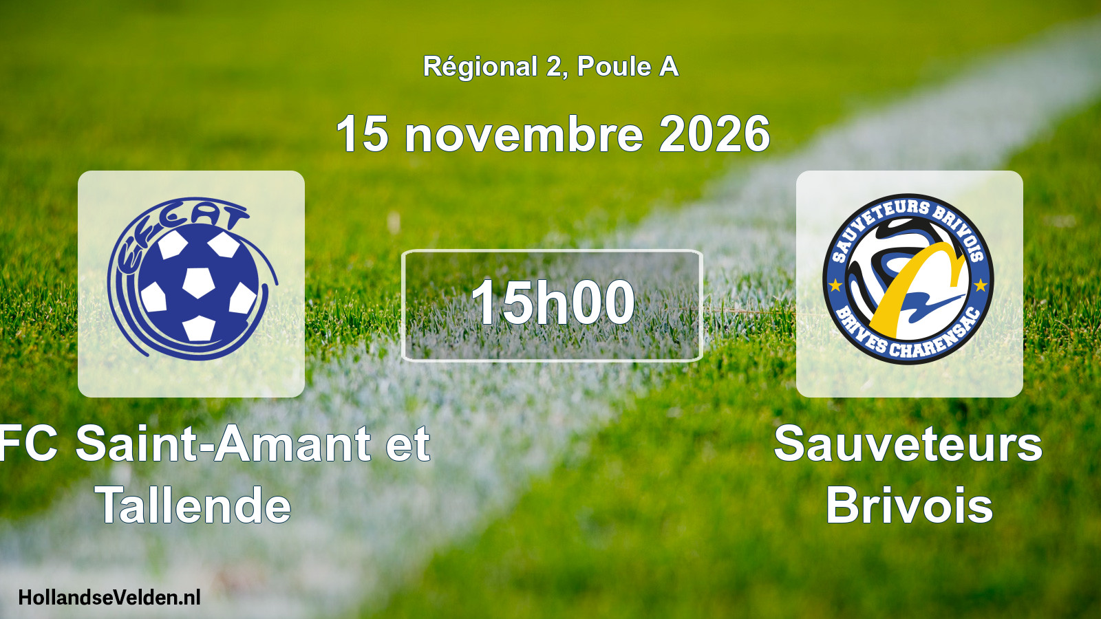 Match programmé: EFC Saint-Amant et Tallende - Sauveteurs Brivois (15 novembre 2026)