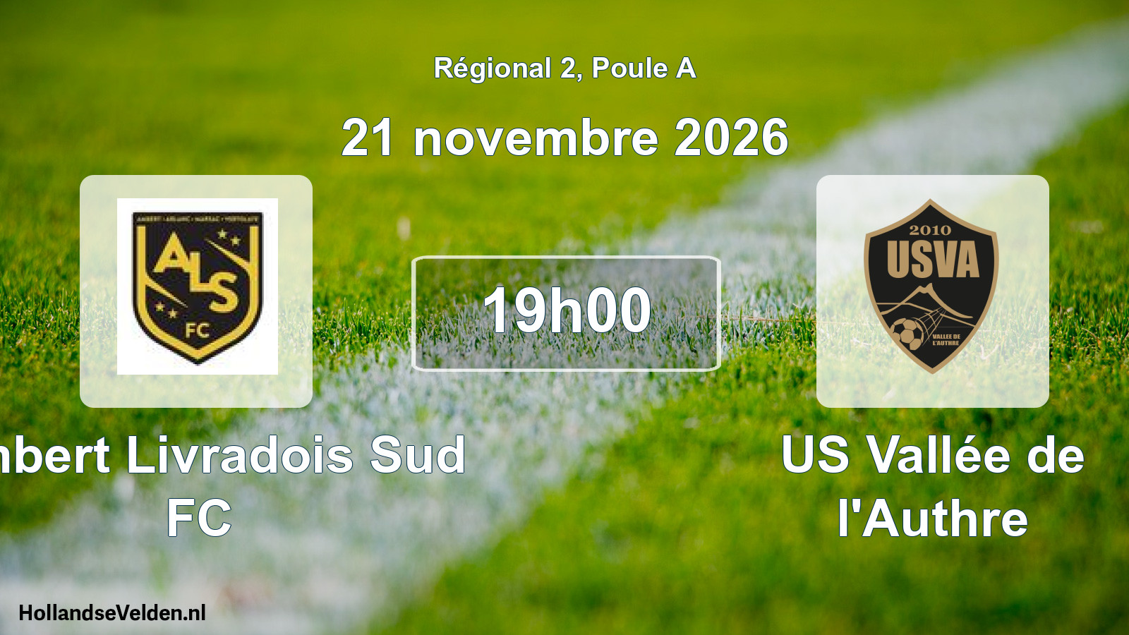Match programmé: Ambert Livradois Sud FC - US Vallée de l'Authre (21 novembre 2026)