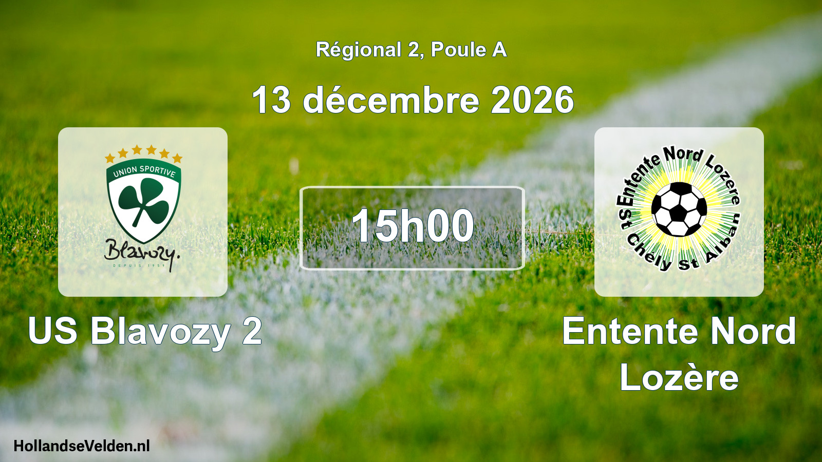 Match programmé: US Blavozy 2 - Entente Nord Lozère (13 décembre 2026)