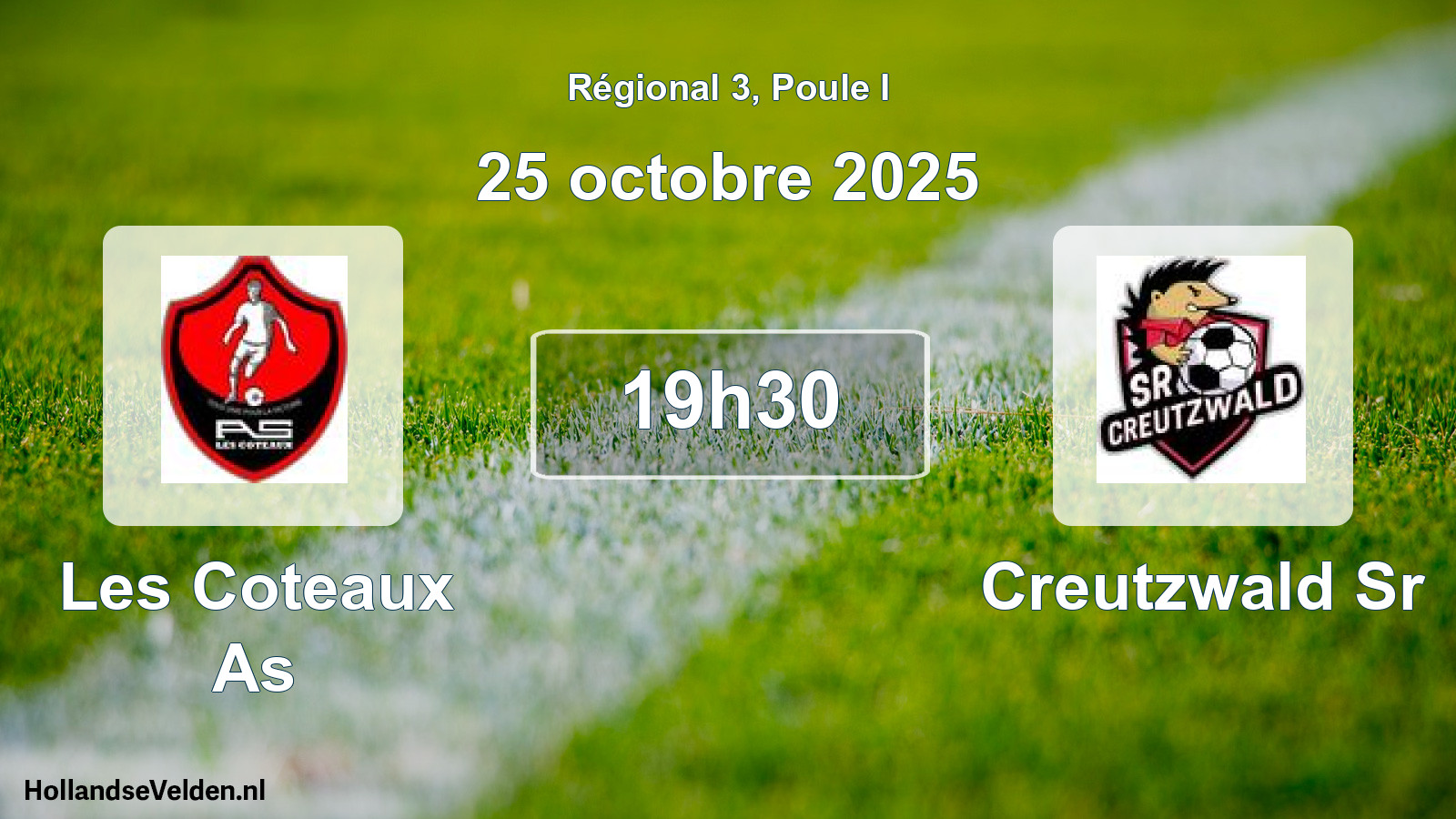 Scheduled Match: Les Coteaux As - Creutzwald Sr (25 October 2025)