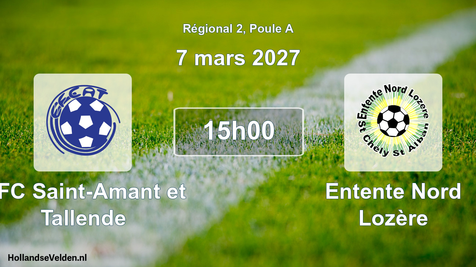 Match programmé: EFC Saint-Amant et Tallende - Entente Nord Lozère (7 mars 2027)